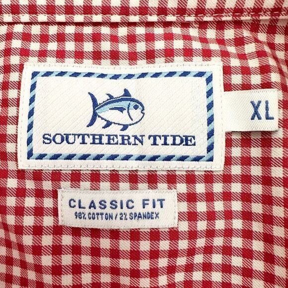 🔃Southern Tide Men’s Red Plaid Long Sleeve Button Down Dress Shirt - Picture 6 of 7